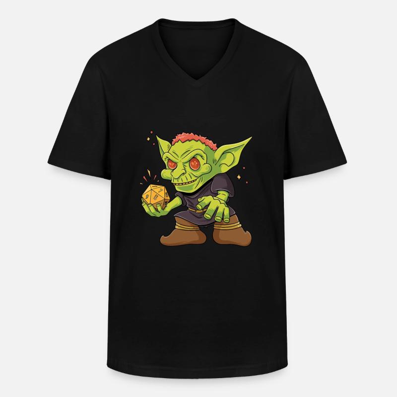 Goblin Orc D20 Cube Design pour un RPG GAMER - T-shirt col V Homme - noir