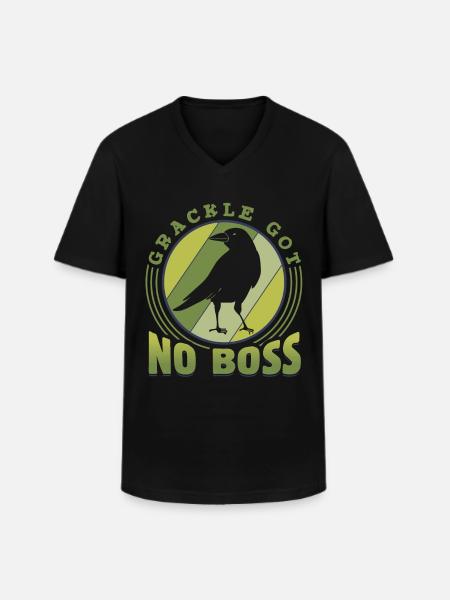 Grackle Vogel - T-shirt col V Homme - noir