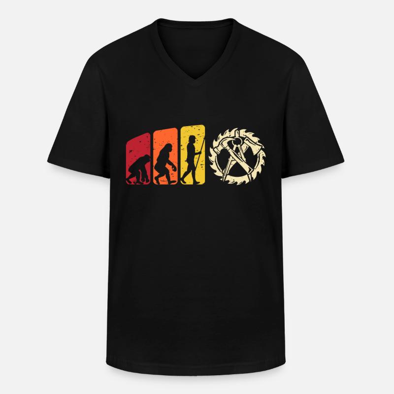 Zimmermann Evolution Zimmerer - Männer-T-Shirt mit V-Ausschnitt - Schwarz