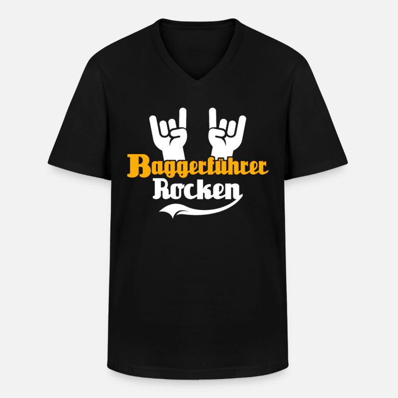 Baggerführer Bagger Baggerfahrer - Männer-T-Shirt mit V-Ausschnitt - Schwarz