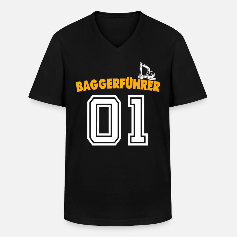 Baggerführer Bagger Baggerfahrer - Männer-T-Shirt mit V-Ausschnitt - Schwarz