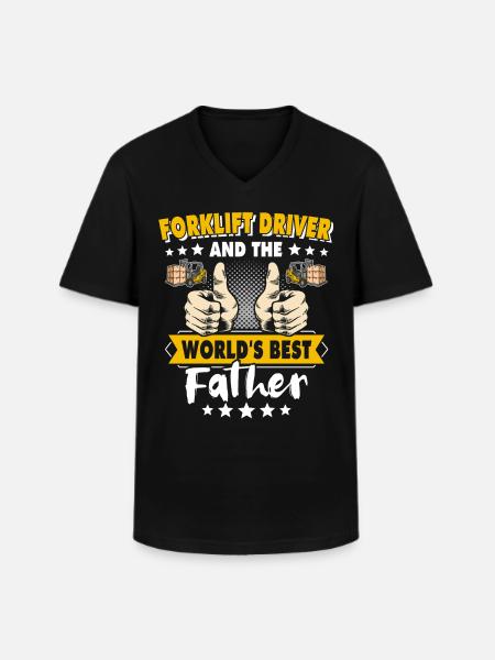 Gabelstapler Papa Staplerfahrer - Männer-T-Shirt mit V-Ausschnitt - Schwarz