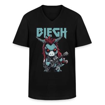 Blegh Heavy Metal Metalcore Unicorn - Men's V-Neck T-Shirt - black - Front - AI Model Male 178 dark (178cm)