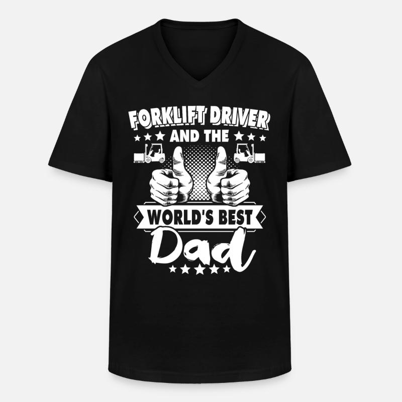 Staplerfahrer Papa - Männer-T-Shirt mit V-Ausschnitt - Schwarz