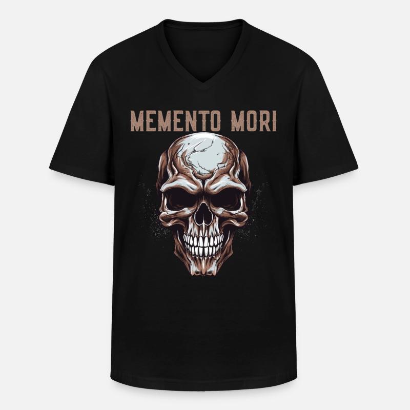Memento Mori - T-shirt col V Homme - noir
