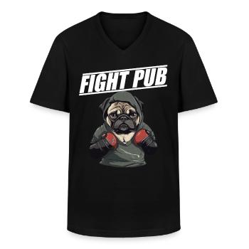 Fight Pub Mops mit Boxhandschuhen - Männer-T-Shirt mit V-Ausschnitt - Schwarz - Vorne - AI Model Male 178 dark (178cm)
