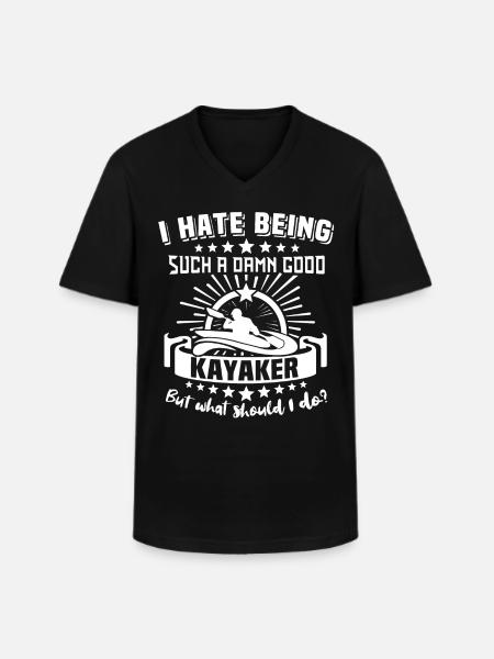 Kayaker Kayak Kayaking - Men's V-Neck T-Shirt - black