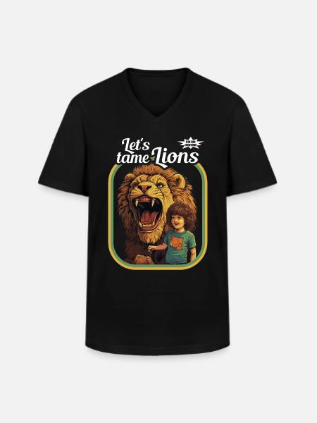 Lad tæmme løver tæmme løver - Klassisk herre T-shirt med V-udskæring - sort