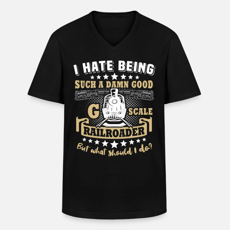 Gartenbahn Modelleisenbahn Spur G - Männer-T-Shirt mit V-Ausschnitt - Schwarz