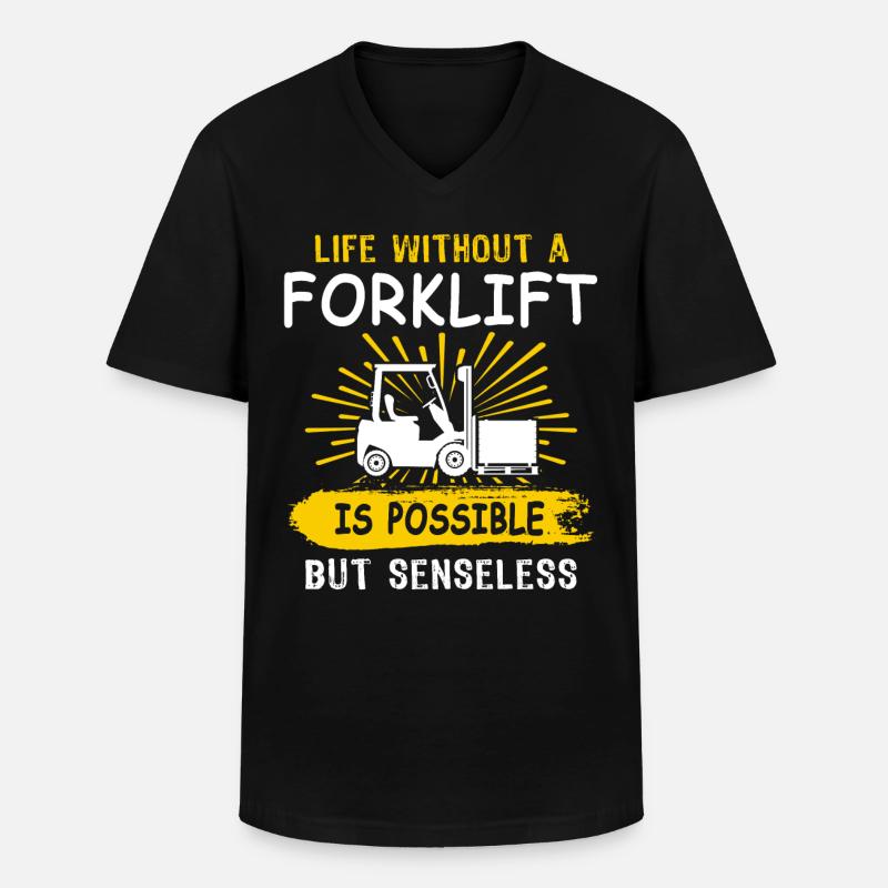 Stapler Gabelstapler - Männer-T-Shirt mit V-Ausschnitt - Schwarz