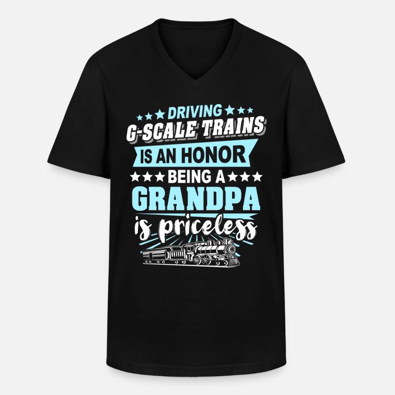 Gartenbahn Spur G Opa - Männer-T-Shirt mit V-Ausschnitt - Schwarz