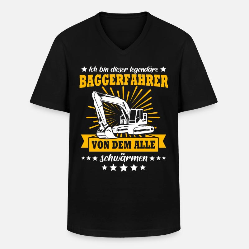 Baggerführer Baggerfahrer - Männer-T-Shirt mit V-Ausschnitt - Schwarz