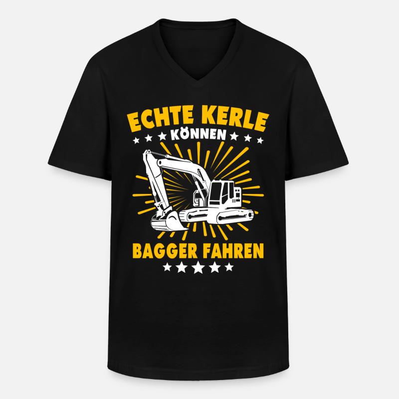 Baggerführer Bagger Baggerfahrer - Männer-T-Shirt mit V-Ausschnitt - Schwarz