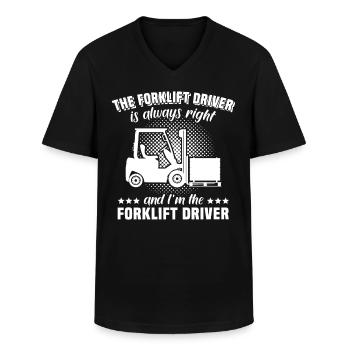 Heftruck chauffeur Heftruck Heftruck - Klassiek mannen T-shirt met V-hals - zwart - Voor - AI Model Male 178 dark (178cm)