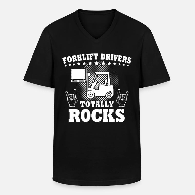 Staplerfahrer Stapler Gabelstapler - Männer-T-Shirt mit V-Ausschnitt - Schwarz