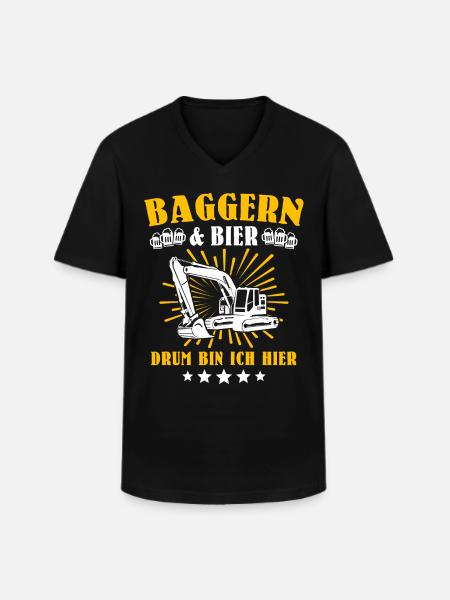 Baggerfahrer Bagger - Männer-T-Shirt mit V-Ausschnitt - Schwarz
