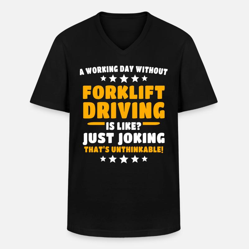 Stapler Staplerfahrer - Männer-T-Shirt mit V-Ausschnitt - Schwarz