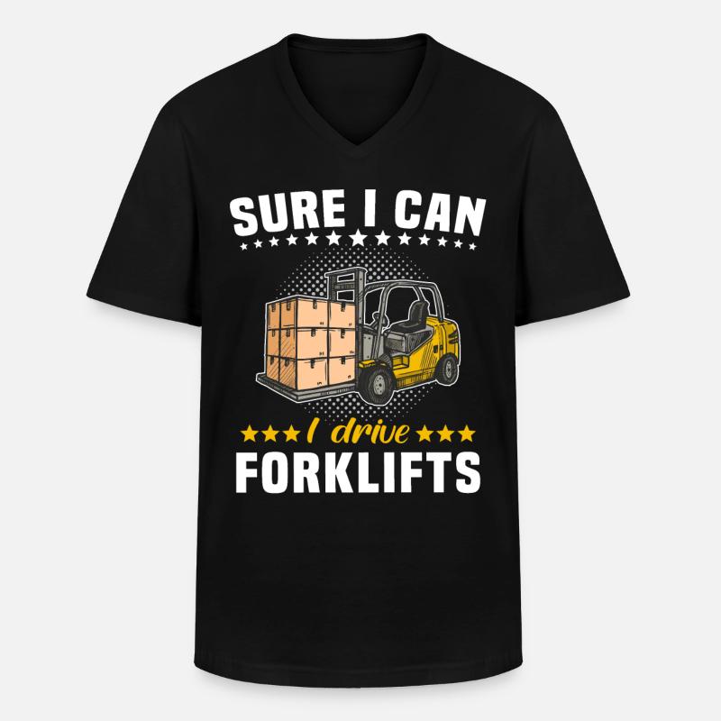 Stapler Staplerfahrer - Männer-T-Shirt mit V-Ausschnitt - Schwarz