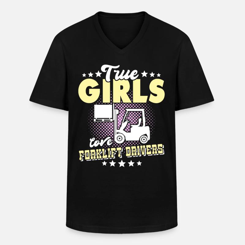 Stapler Mädchen Staplerfahrer - Männer-T-Shirt mit V-Ausschnitt - Schwarz