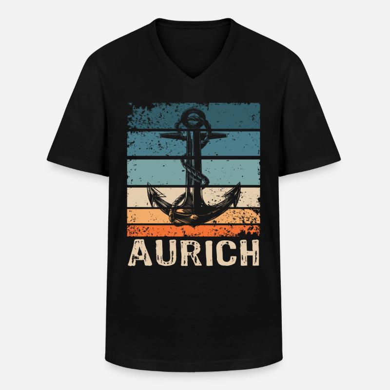 Auricher Sprüche Aurich - Männer-T-Shirt mit V-Ausschnitt - Schwarz