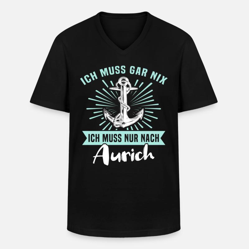 Auricher Sprüche Aurich - Männer-T-Shirt mit V-Ausschnitt - Schwarz
