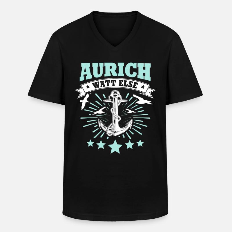 Auricher Sprüche Aurich - Männer-T-Shirt mit V-Ausschnitt - Schwarz