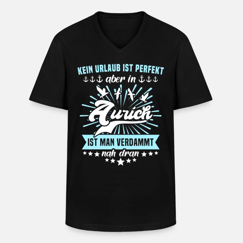 Aurich Sprüche Auricher - Männer-T-Shirt mit V-Ausschnitt - Schwarz