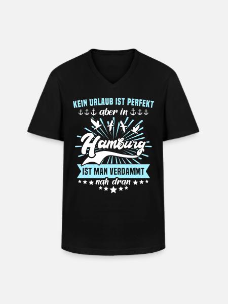 Hamburg Sprüche Hamburger - Männer-T-Shirt mit V-Ausschnitt - Schwarz
