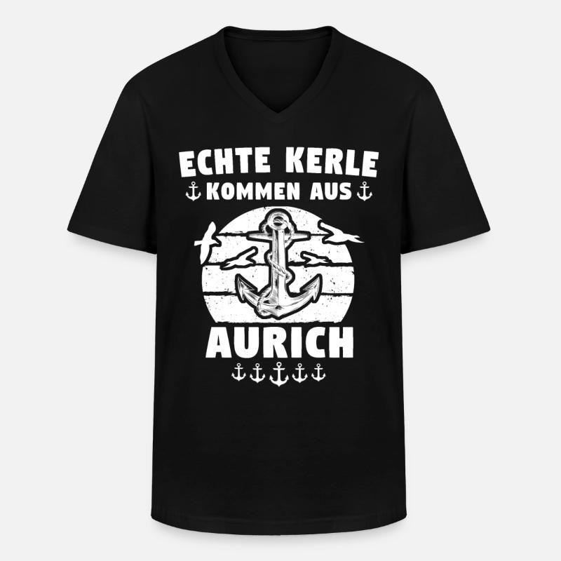 Aurich - Männer-T-Shirt mit V-Ausschnitt - Schwarz