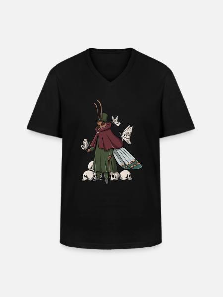 Emo Gothic Papillon Graphique - T-shirt col V Homme - noir