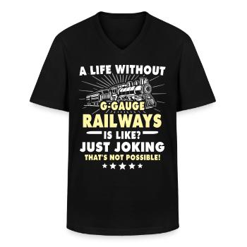 Garden Railway Model Railway Gauge G - Men's V-Neck T-Shirt - black - Front - AI Model Male 178 dark (178cm)