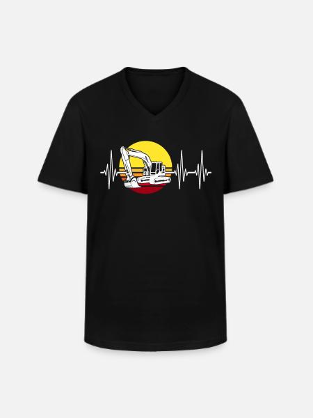 Bagger Herzlinie Baggerfahrer - Männer-T-Shirt mit V-Ausschnitt - Schwarz