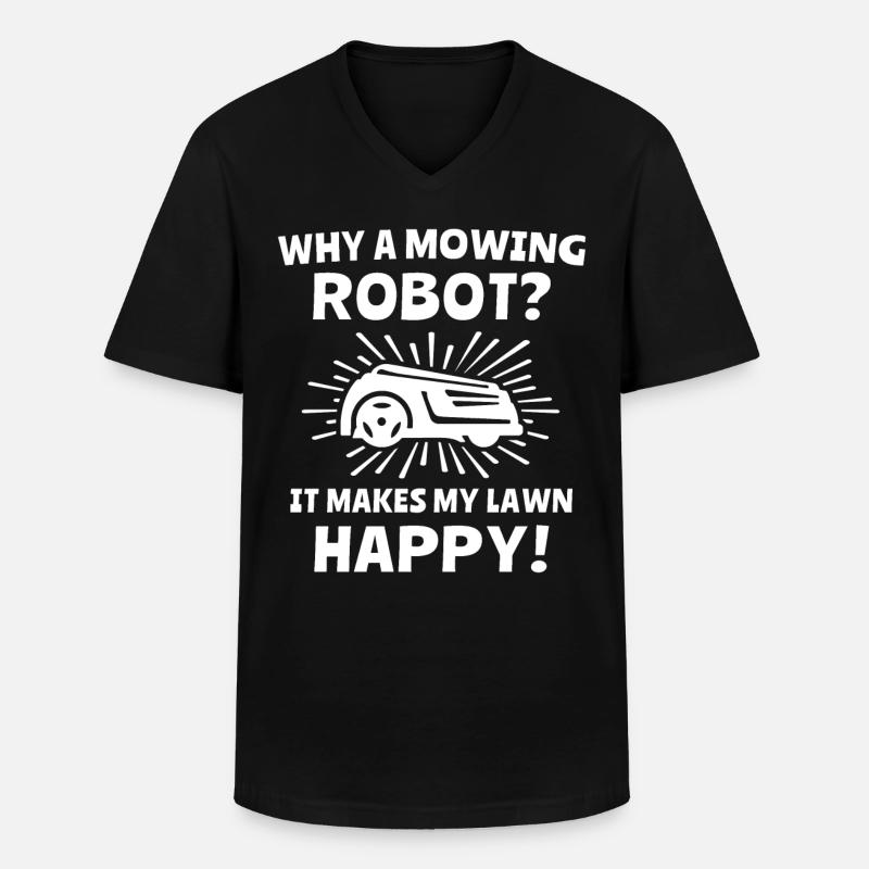 Rasenmähroboter - Männer-T-Shirt mit V-Ausschnitt - Schwarz