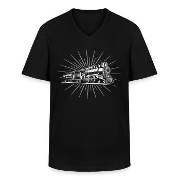 Model railway G gauge - Men's V-Neck T-Shirt - black - Front - AI Model Male 178 dark (178cm)