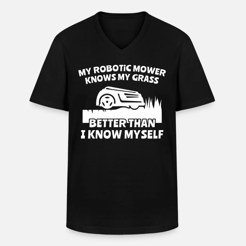 Mähroboter - Männer-T-Shirt mit V-Ausschnitt - Schwarz