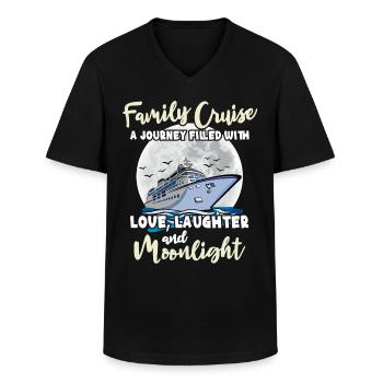 Croisière familiale - T-shirt col V Homme - noir - Devant - AI Model Male 178 dark (178cm)