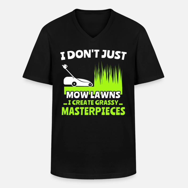 Rasenmäher Gras Mähen - Männer-T-Shirt mit V-Ausschnitt - Schwarz
