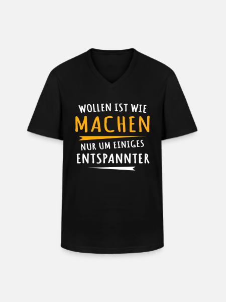 Wollen Machen Chillen - Männer-T-Shirt mit V-Ausschnitt - Schwarz