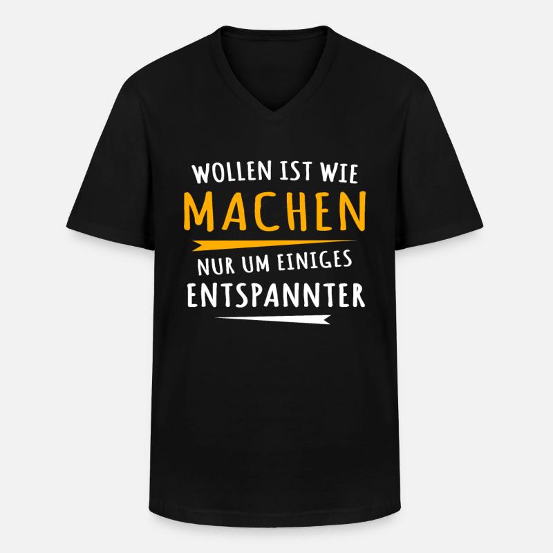 Wollen Machen Chillen - Männer-T-Shirt mit V-Ausschnitt - Schwarz