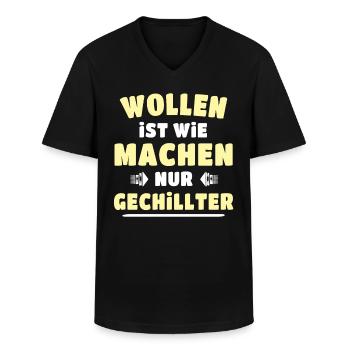 Wollen Machen Chillen - Männer-T-Shirt mit V-Ausschnitt - Schwarz - Vorne - AI Model Male 178 dark (178cm)