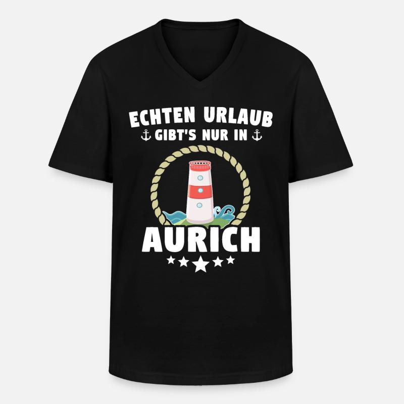 Aurich Urlaub - Männer-T-Shirt mit V-Ausschnitt - Schwarz