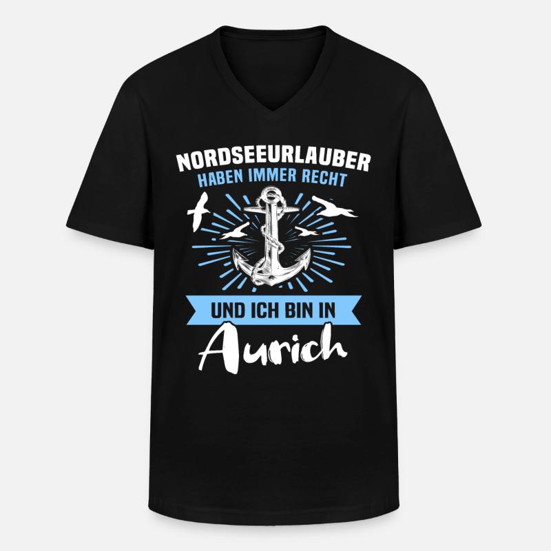 Aurich Urlaub - Männer-T-Shirt mit V-Ausschnitt - Schwarz
