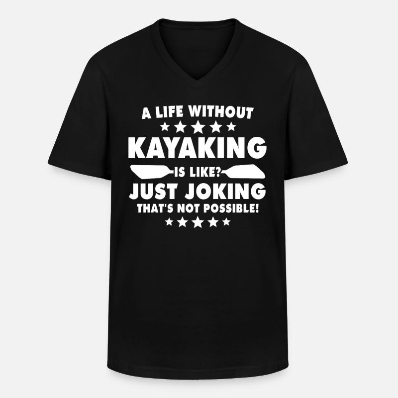 Kayaking - Männer-T-Shirt mit V-Ausschnitt - Schwarz