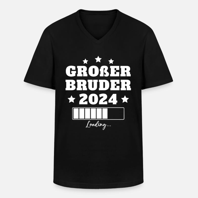Großer Bruder 2024 Geschenkidee - Männer-T-Shirt mit V-Ausschnitt - Schwarz