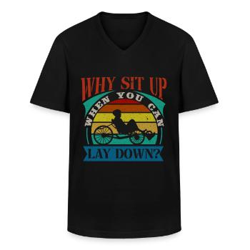 Vélo Biker Vélo Couché Cycliste Pédale - T-shirt col V Homme - noir - Devant - AI Model Male 178 dark (178cm)