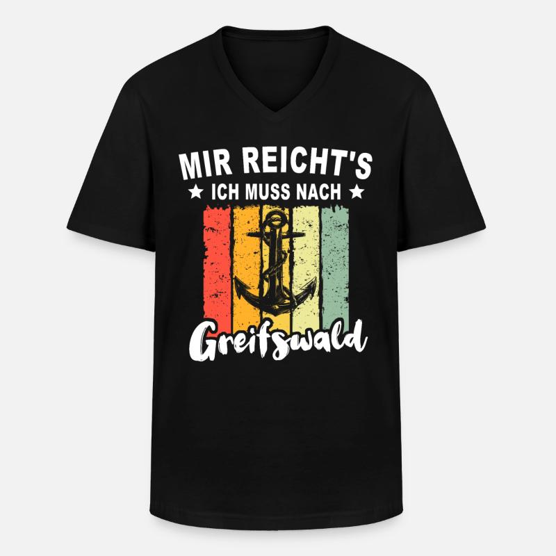Greifswald Sprüche Greifswalder Spruch - Männer-T-Shirt mit V-Ausschnitt - Schwarz