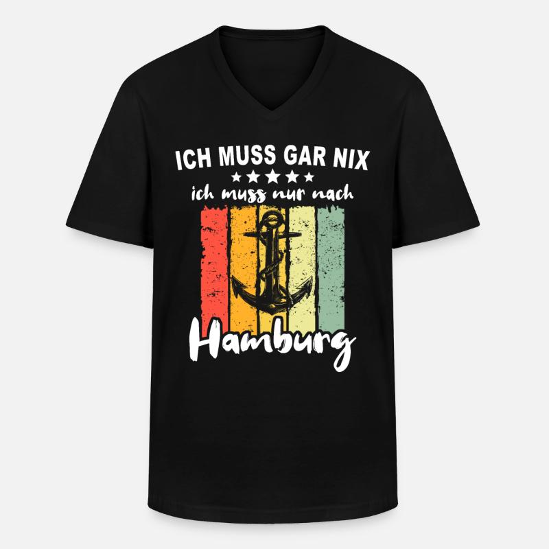 Hamburg - Männer-T-Shirt mit V-Ausschnitt - Schwarz