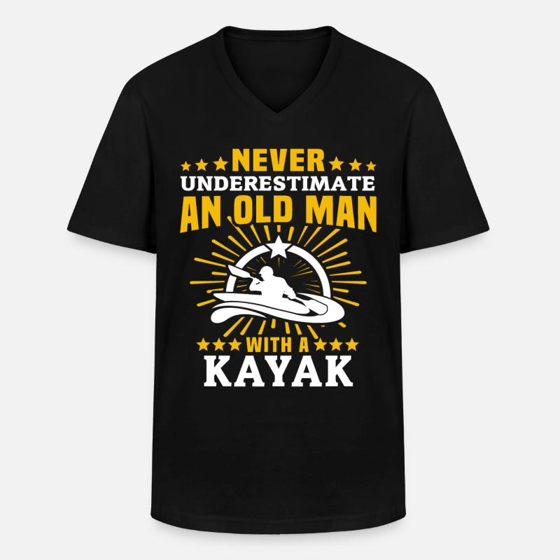 Kayaking Mann Unterschätze Kayakfahrer - Männer-T-Shirt mit V-Ausschnitt - Schwarz