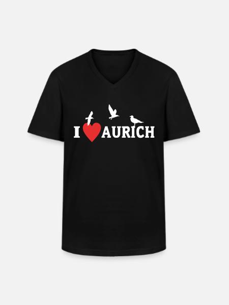 I Love Aurich Stadt - Männer-T-Shirt mit V-Ausschnitt - Schwarz