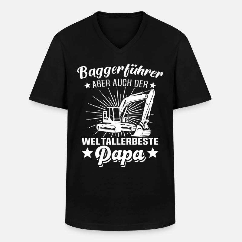 Baggern Papa Baggerfahrer Bagger - Männer-T-Shirt mit V-Ausschnitt - Schwarz